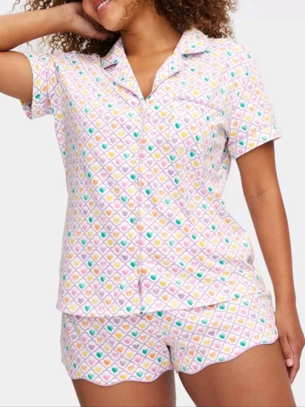 NWT Roller Rabbit Geo Hearts Short Sleeves and Shorts Pajama Set